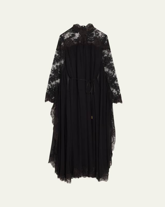 Lace Bat-Wing Maxi Dress